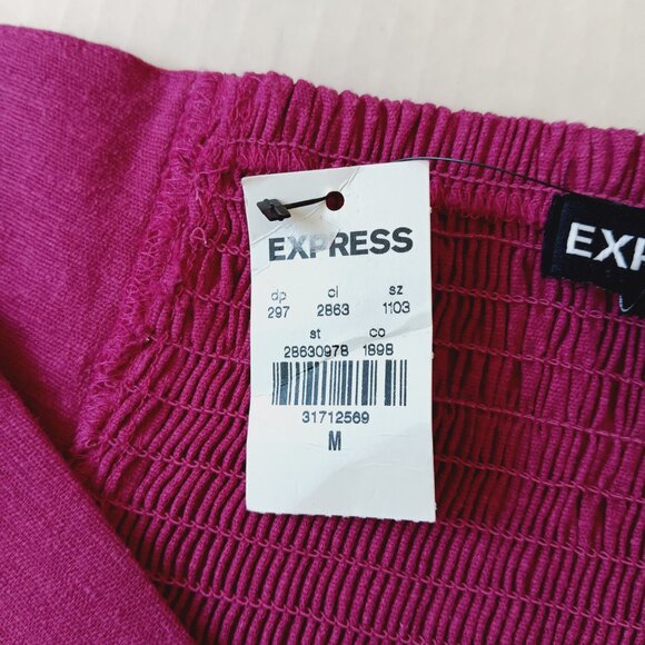 Express Women's Fuchsia Pink Linen Blend Tie Front Tube Top Sizes XS, M, L - Picture 4 of 5